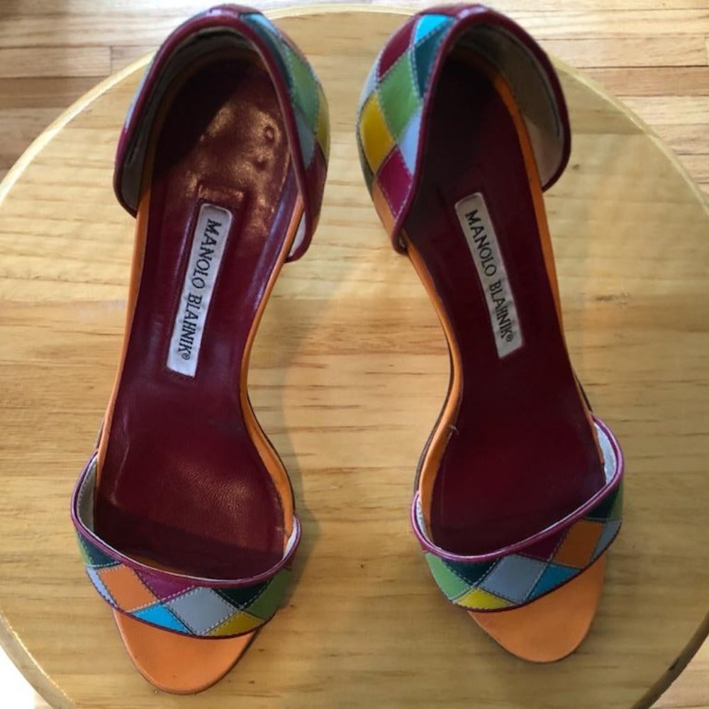 Manolo Blahnik patchwork pumps